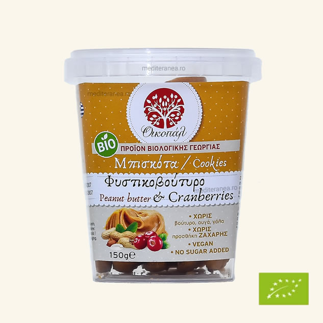 Biscuiti cu unt de arahide si merisoare BIO|Biscuiti cu unt de arahide si merisoare BIO