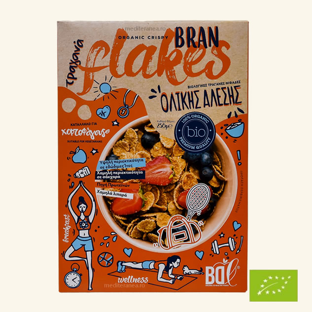 Fulgi de cereale crocante cu tarate din grau BIO